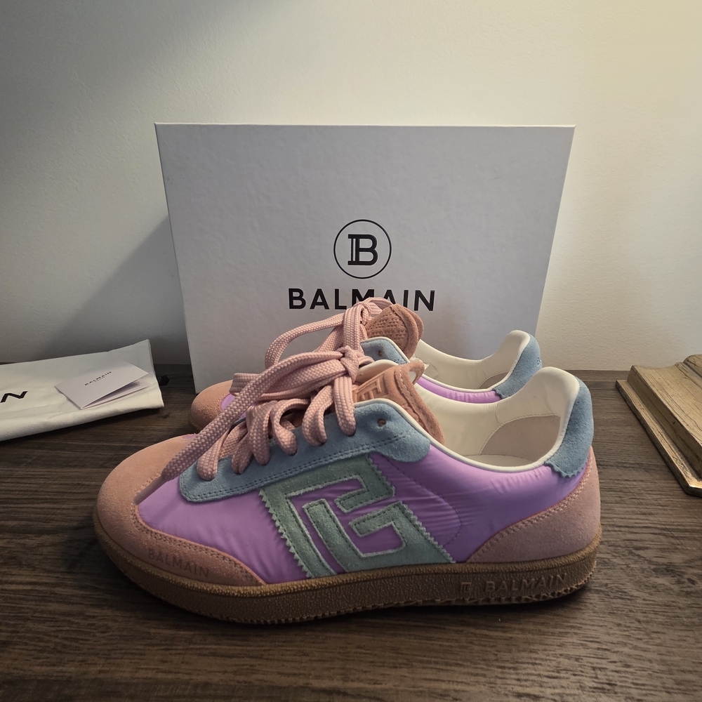 Balmain Pastel Pink, Lavender & Mint Colorblock Sneakers